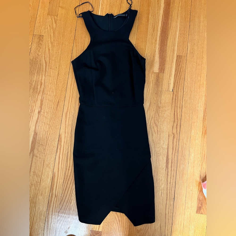 Zara Black Asymmetrical Halter Sheath Dress